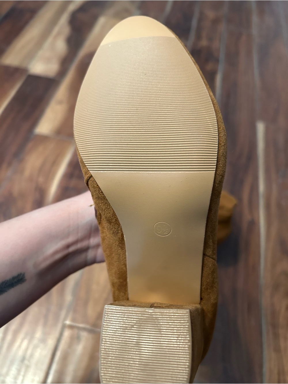 Women's Tall Fitted Suede Block Heel Boots - Tan - Picture 3 of 3